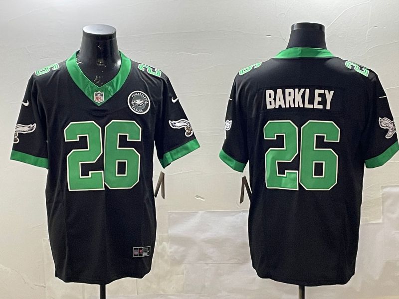 Men Philadelphia Eagles #26 Barkley Black three generations Throwback 2025 Nike Vapor Limited NFL Jersey style 4->philadelphia eagles->NFL Jersey